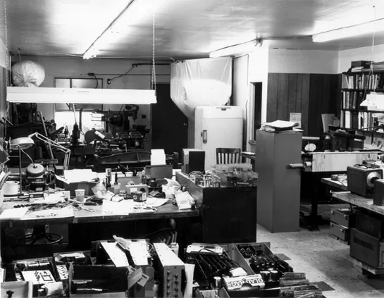 black and white image of the original hoffer office room in North Carolina headquarters 