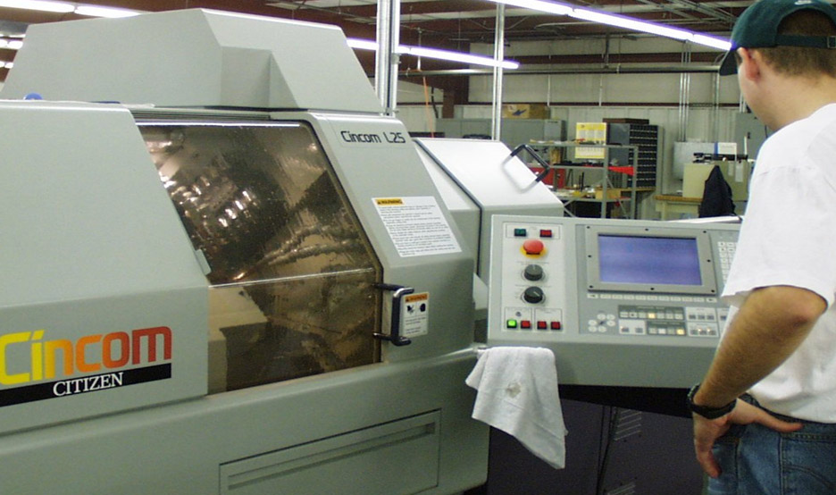 Cincom citizen machine in use in shop - Hoffer's Integrated Cryogenic Electronics - Turbine flowmeters in operation