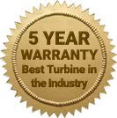Hoffer Flow certifications - 5 year warranty - best turbine in the industry